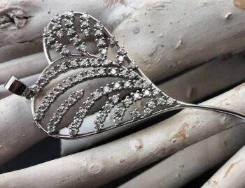 Ciondolo Cuore Allungato Oro Bianco