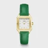 Orologio Gracieuse Petite Pelle, Lucertola Verde Smeraldo, Color Oro